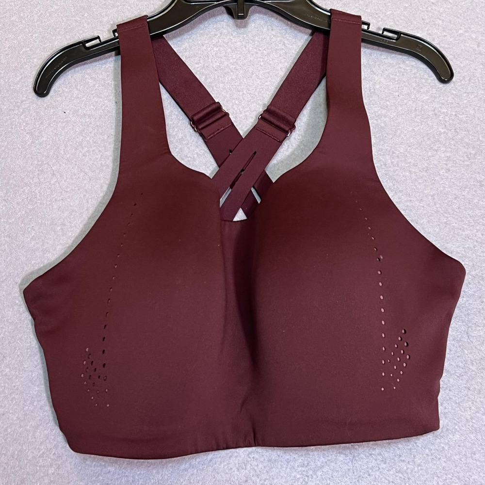 Lululemon Sports Bra Womens 36DDD Red High Support Crossback Yoga Gym Top